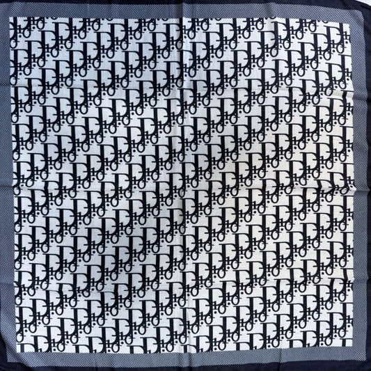 Cotton Square Scarf Black Initial D Print