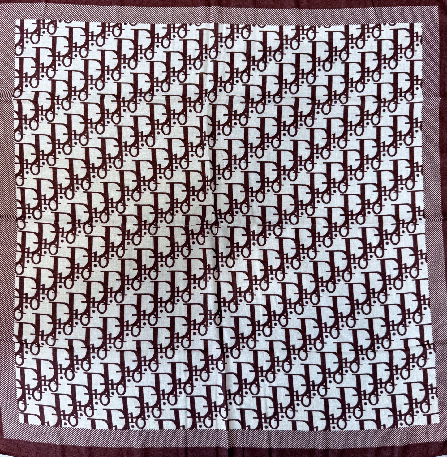 Cotton Square Scarf Brown Initial D Print
