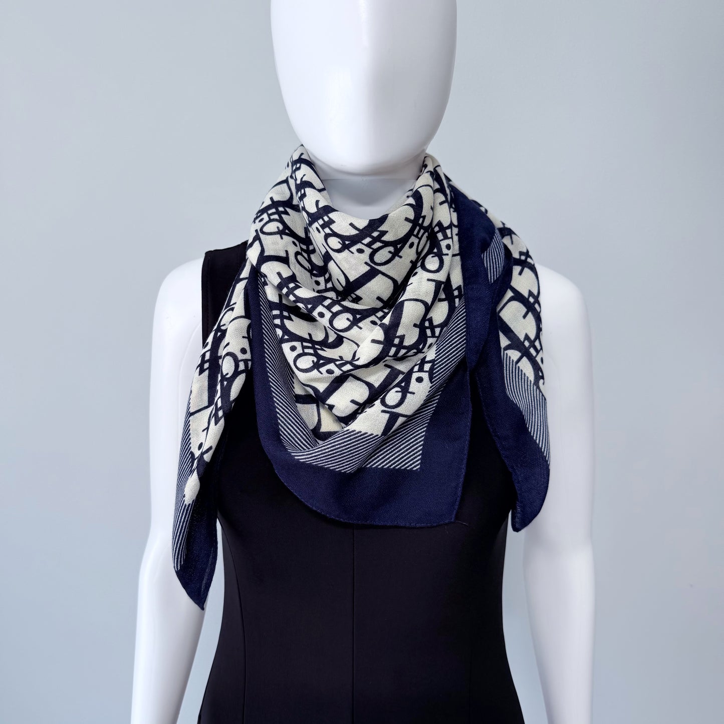 Cotton Square Scarf Blue Initial D Print