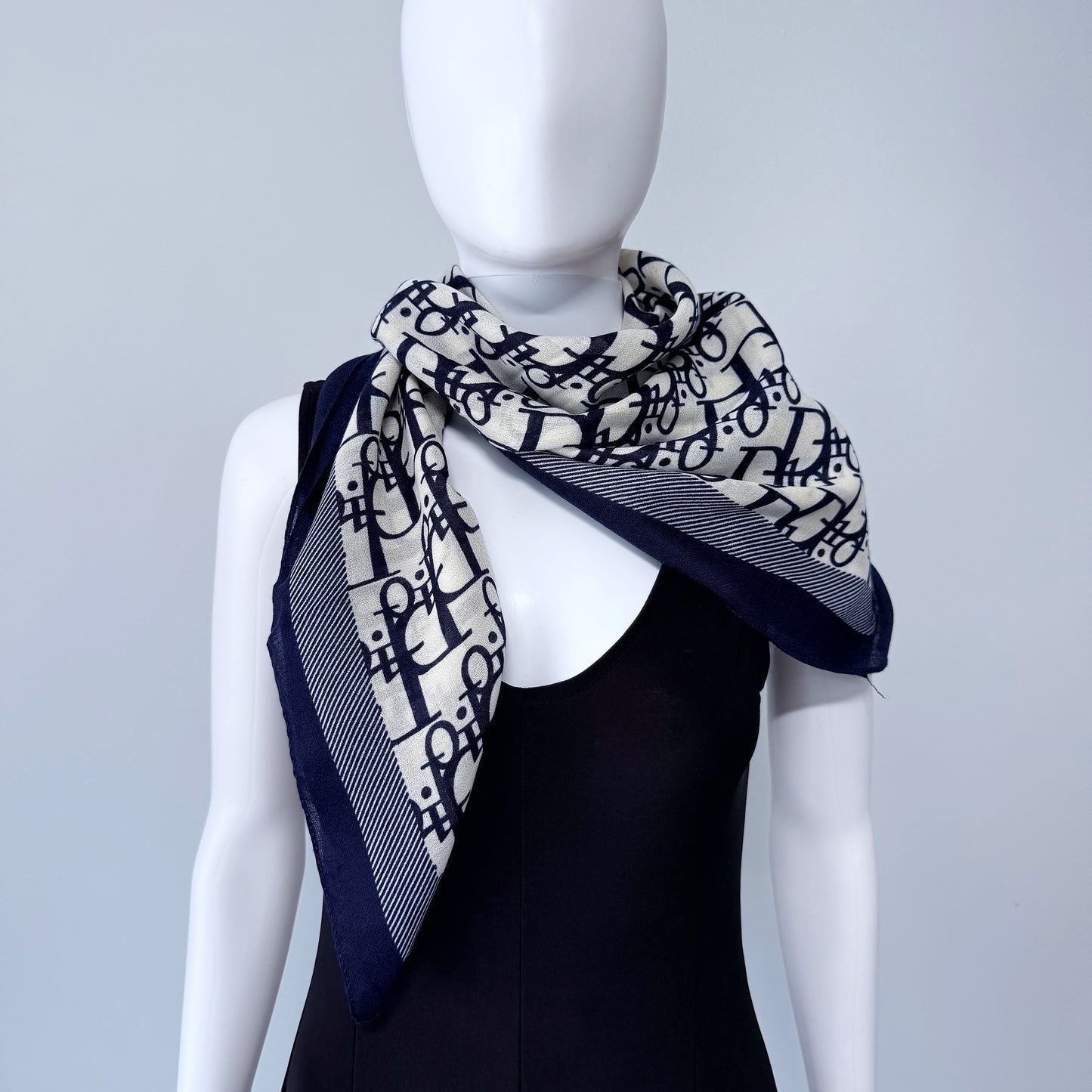 Cotton Square Scarf Blue Initial D Print