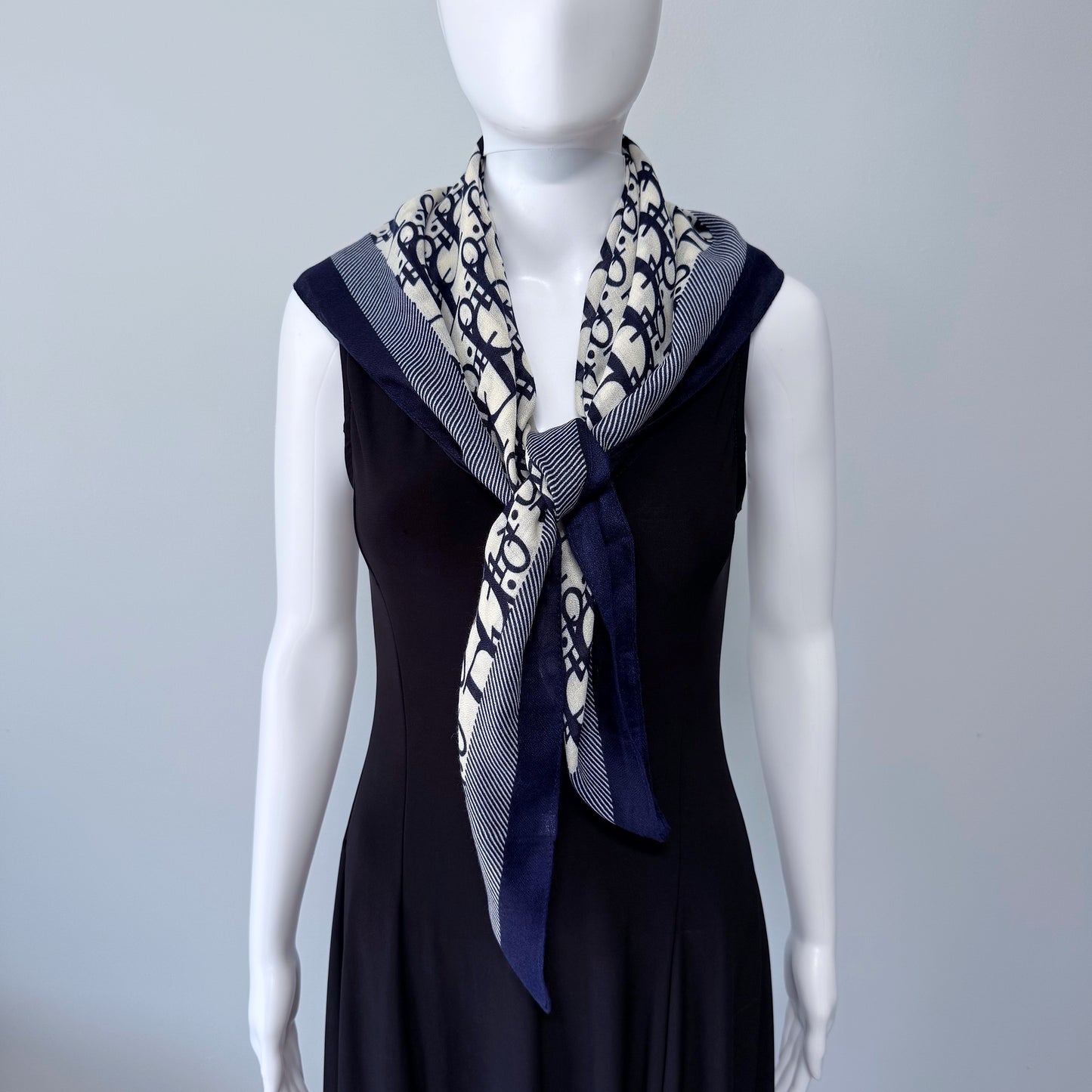 Cotton Square Scarf Blue Initial D Print