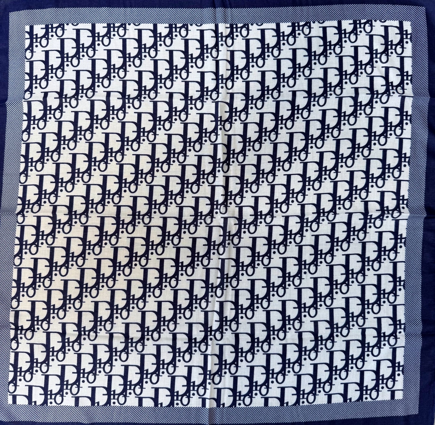 Cotton Square Scarf Blue Initial D Print