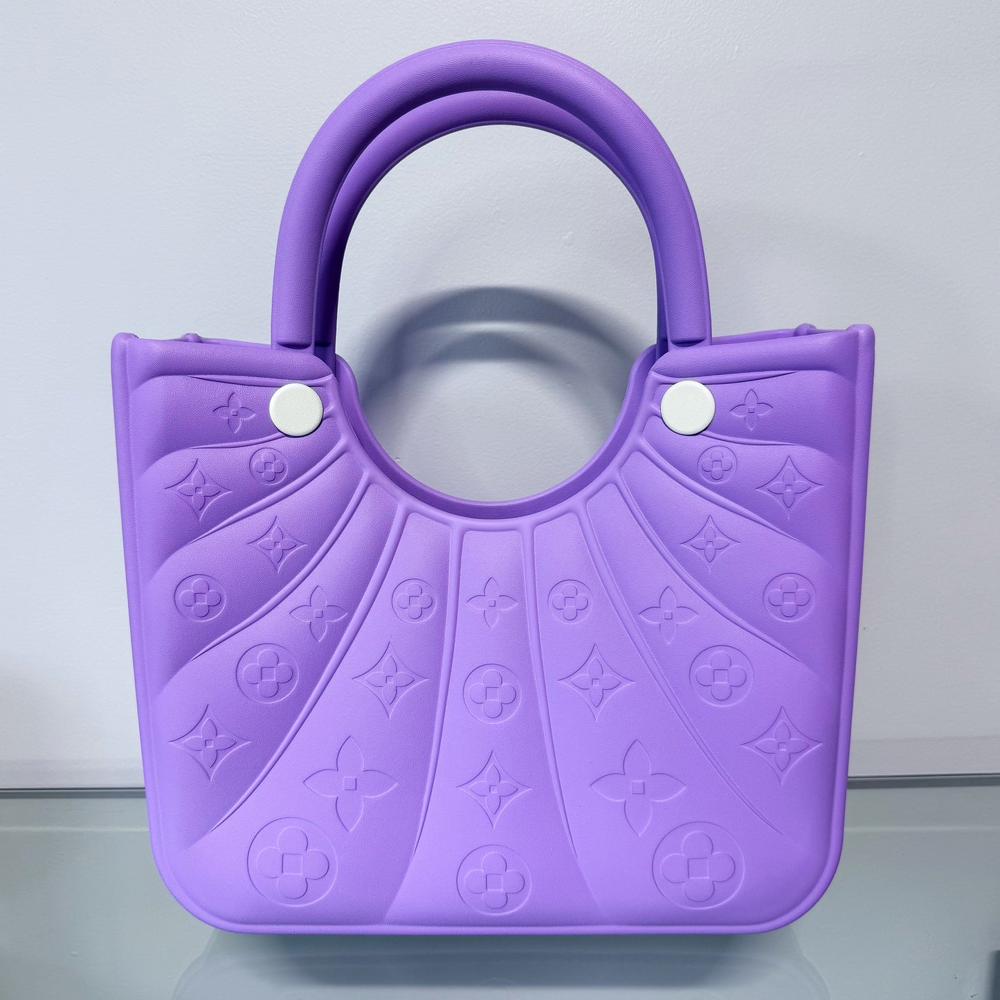 Flowers Design Jelly Tote Bag Lavender or Teal