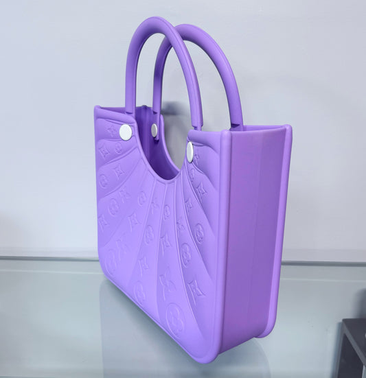 Flowers Design Jelly Tote Bag Lavender or Teal