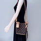 Brown Shoulder Bag with Flowers Design