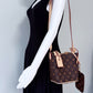 Brown Shoulder Bag with Flowers Design