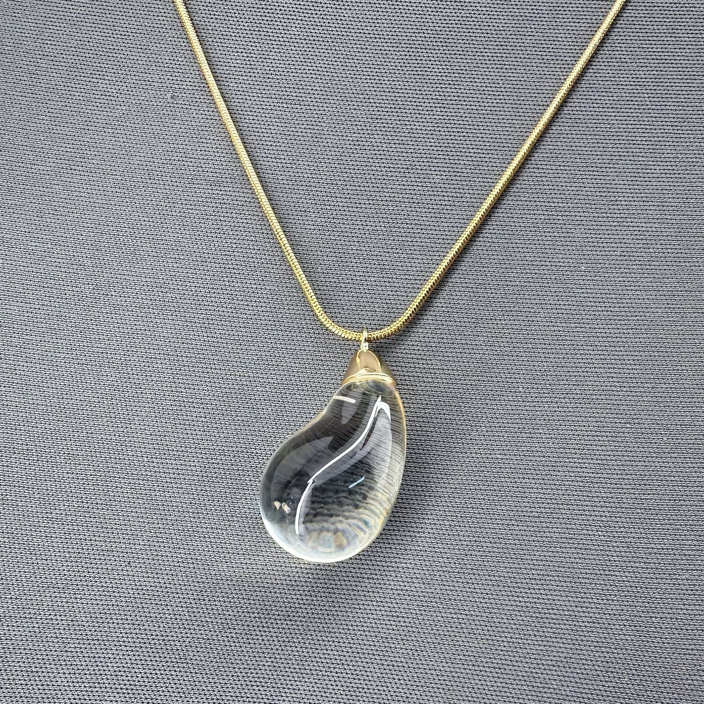 Double Layer Necklace with Clear Teardrop Pendant