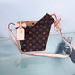 Brown Shoulder Bag with Flowers Design
