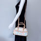 HandBag White with Multicolor Flowers Design
