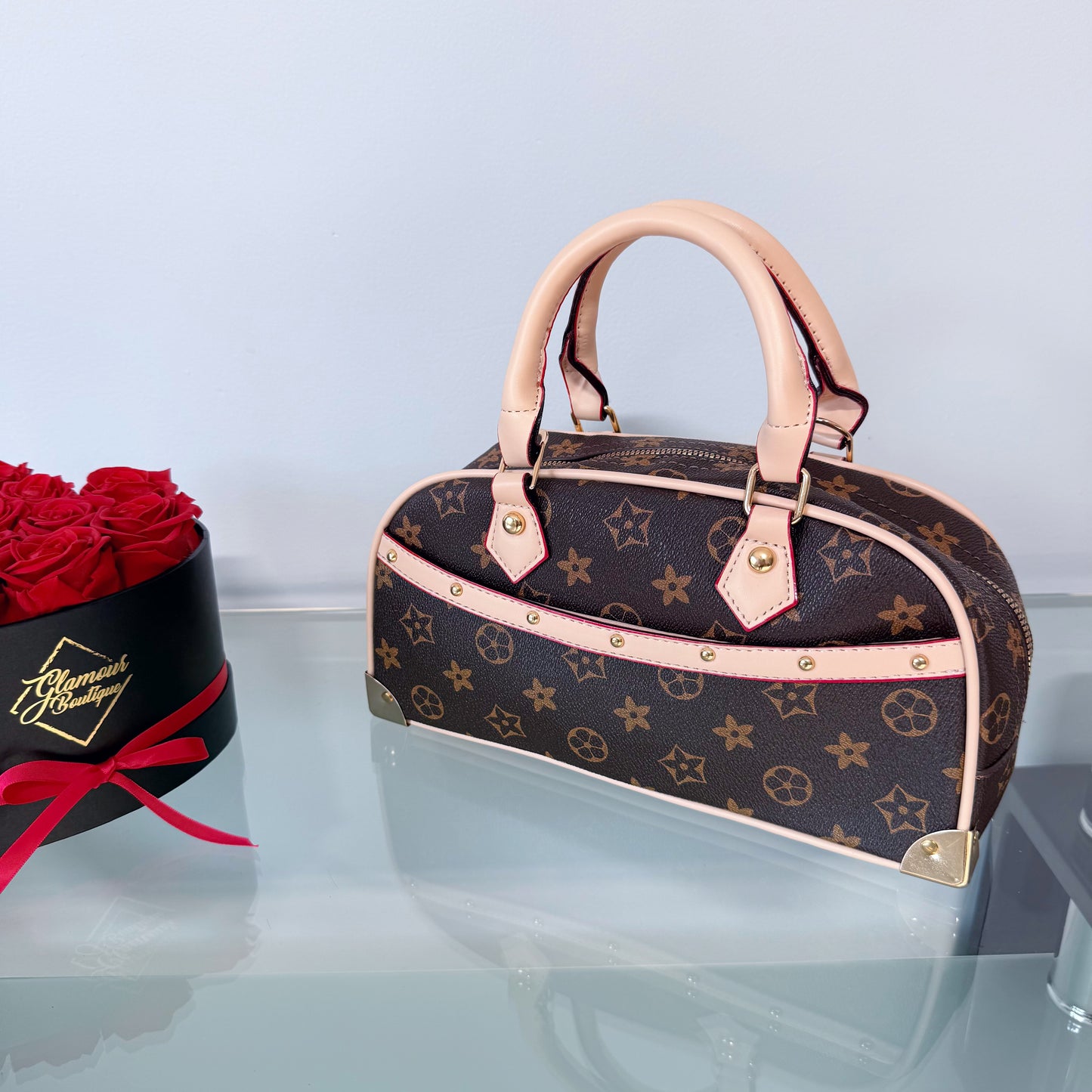 HandBag Brown with Flowers Design