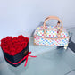 HandBag White with Multicolor Flowers Design