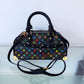 HandBag Black with Multicolor Flowers Design