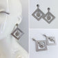 Silver Finish Post Back Earring With Square and Lion Head Dangle