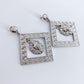 Silver Finish Post Back Earring With Square and Lion Head Dangle