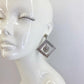 Silver Finish Post Back Earring With Square and Lion Head Dangle