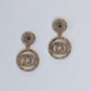 Rhinestone Round Earrings Double O