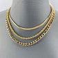 Gold Finish Multi Layered Necklace With Herringbone, Rope And Figaro Link Chain