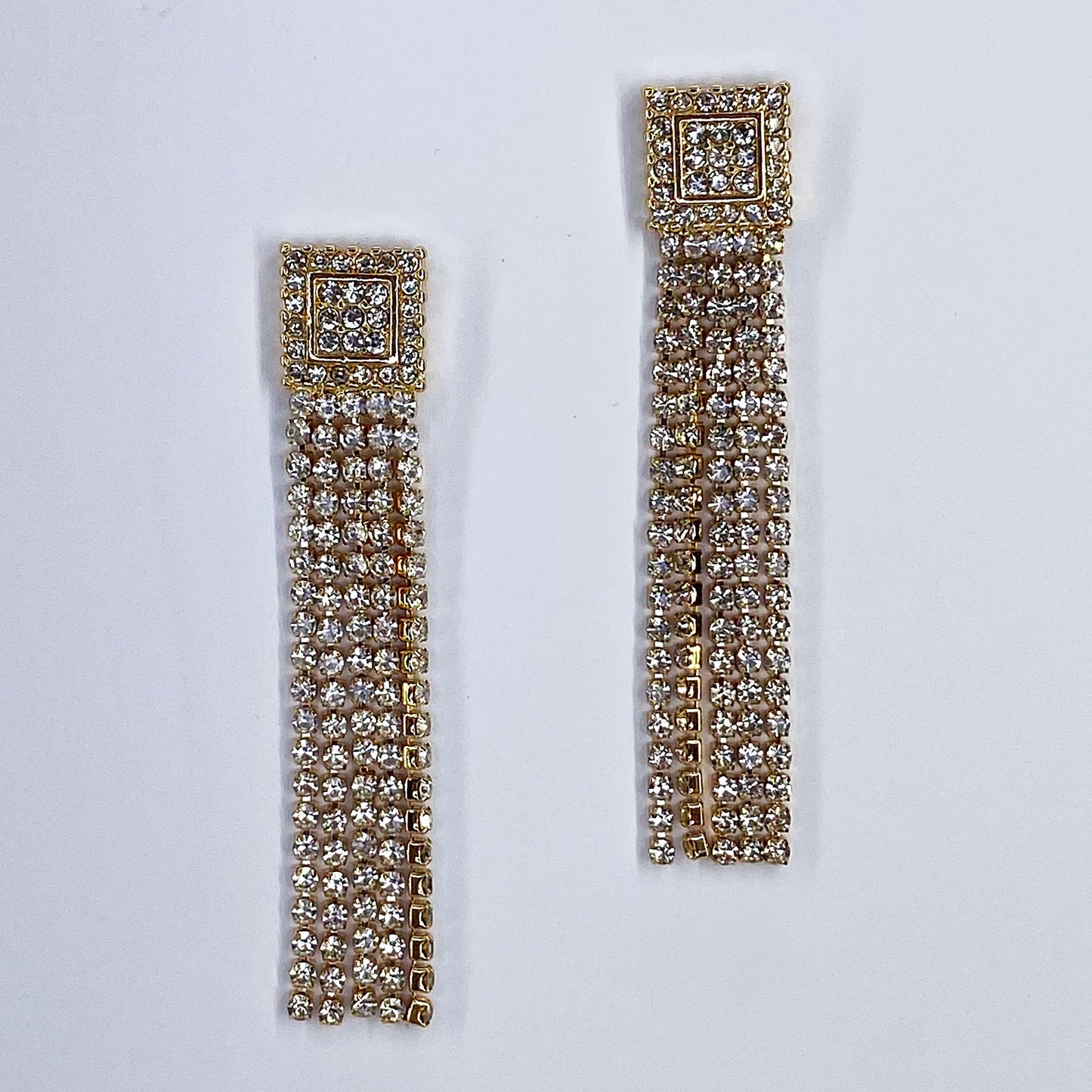 Post Back Rhinestone Tassel Earrings