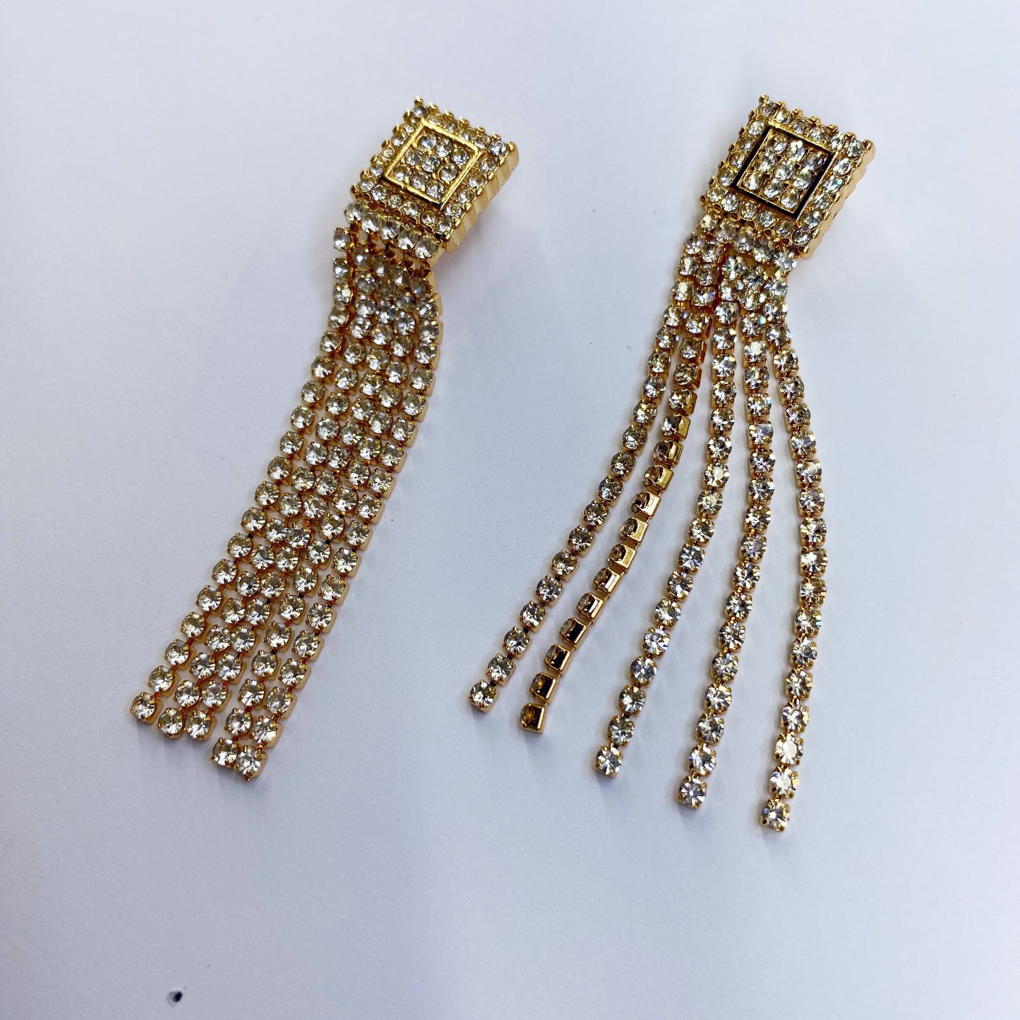 Post Back Rhinestone Tassel Earrings