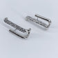 Clear Rhinestones Double Folded Bar Earrings
