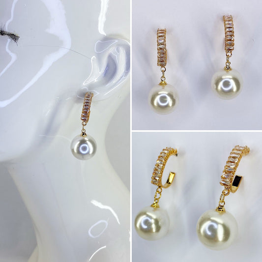 Elegant Clear Rhinestone Gold finish Earrings