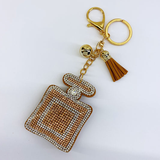 Rhinestone Perfume Bottle Keychain with charms