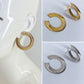 Stud Earring With Cut Circle Design Gold Or Silver Finish