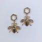 Drop Dangle Hexagon with Bee Earrings