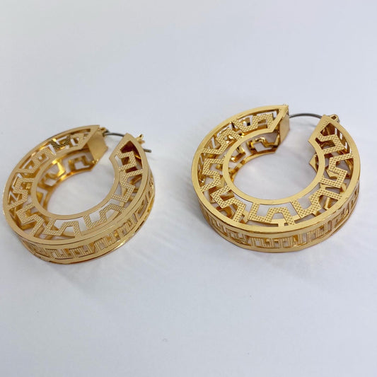 Elegant Greek Symbol 3D Hoop Earrings