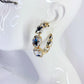 Gold Finish Hoop Earrings Chunky Rhinestone