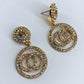 Rhinestone Round Earrings Double O