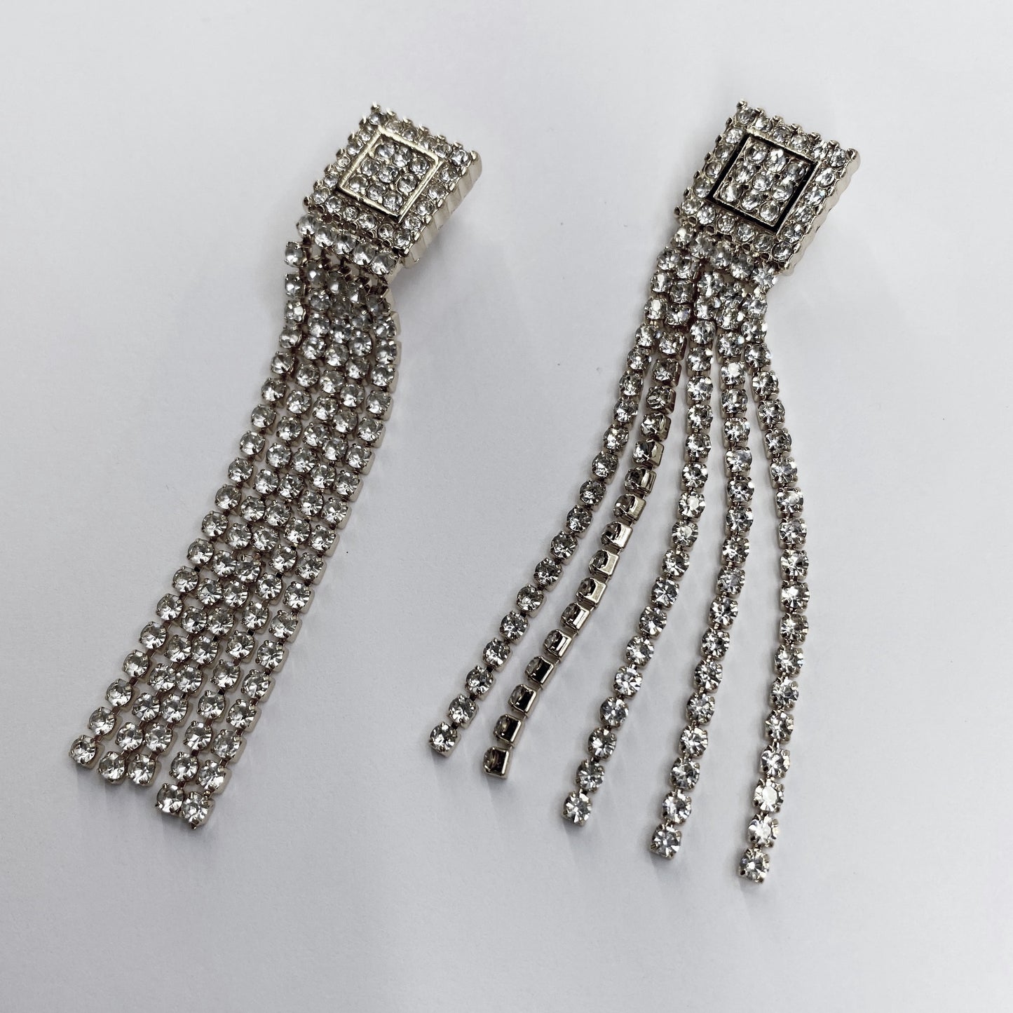 Post Back Rhinestone Tassel Earrings