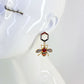 Drop Dangle Hexagon with Bee Earrings