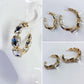 Gold Finish Hoop Earrings Chunky Rhinestone