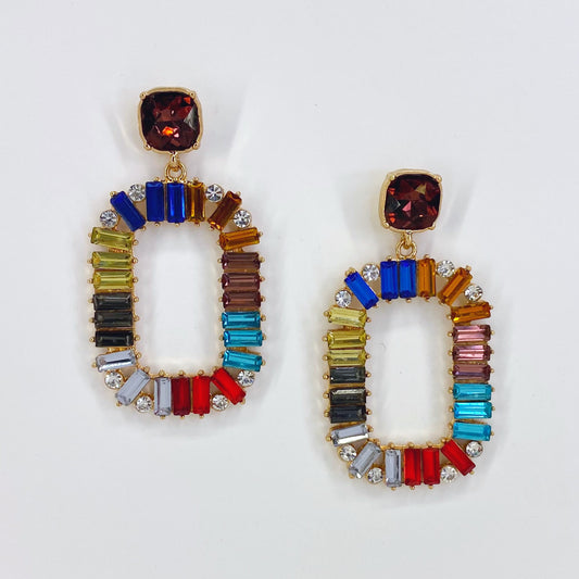 Multicolor Rhinestones Drop Dangle Earrings