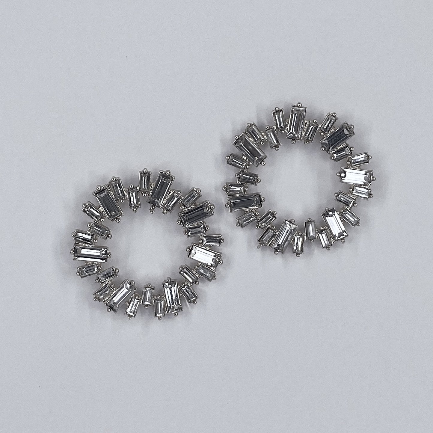 Rhinestone Post Back Round Stud Earrings