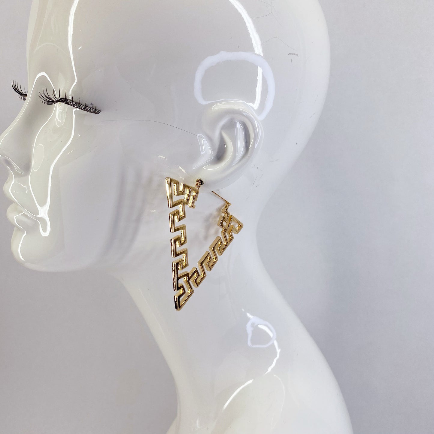 Triangle Shape Hoop Greek Symbol Earrings