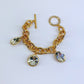 Rhinestone and Stone Dangles Chain Bracelet
