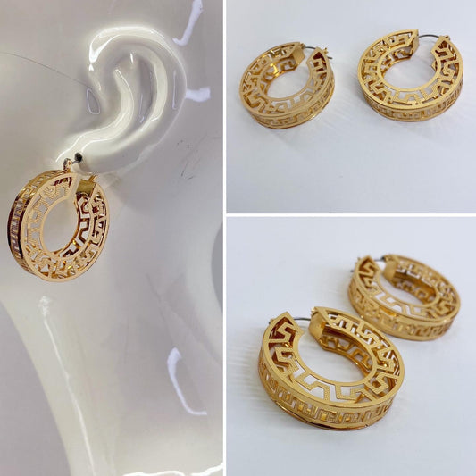 Elegant Greek Symbol 3D Hoop Earrings