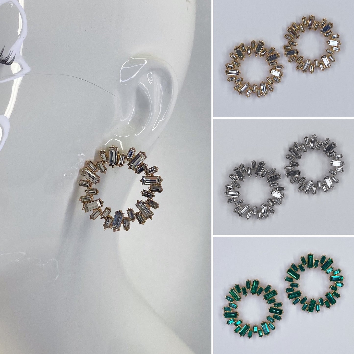 Rhinestone Post Back Round Stud Earrings