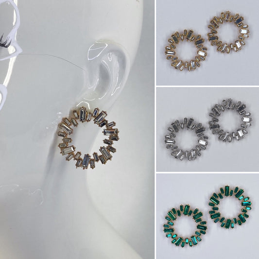 Rhinestone Post Back Round Stud Earrings