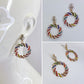 Post Back Gold Finish Multi Stones Round Earrings