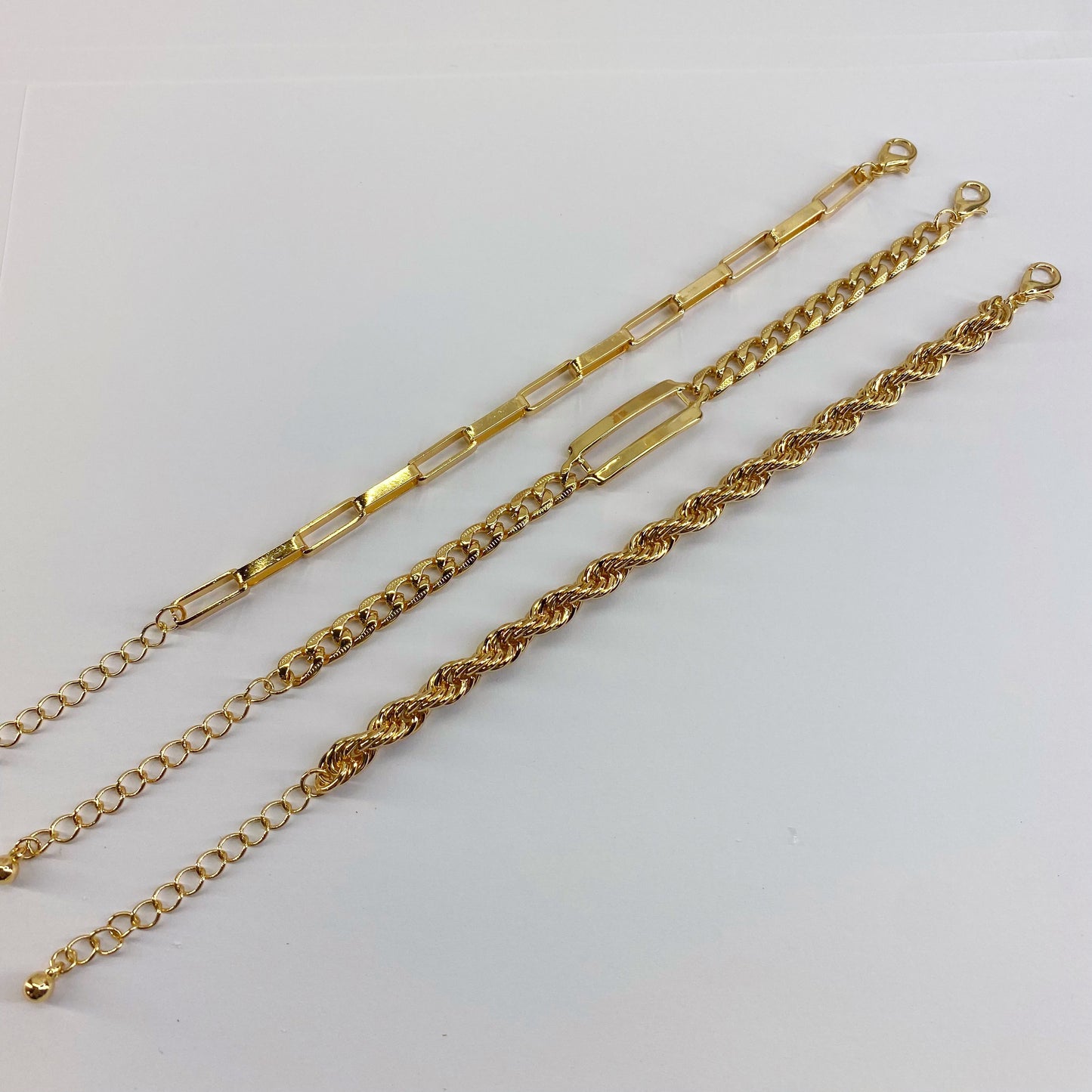 3pcs Gold Finish Chain Bracelet