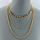 Multi Layered Gold Finish Necklace With Cuban Link, Rope and Curb Chain