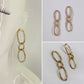 Gold Finish Oval Link Rugged Drop Dangle Earrings