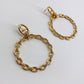 Gold Finish Linked Chain Circle Drop Earrings