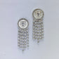 Lion Head Rhinestone Tassel Earrings
