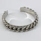 Silver Open Cuff Bracelet With Cuban Link Chain Design