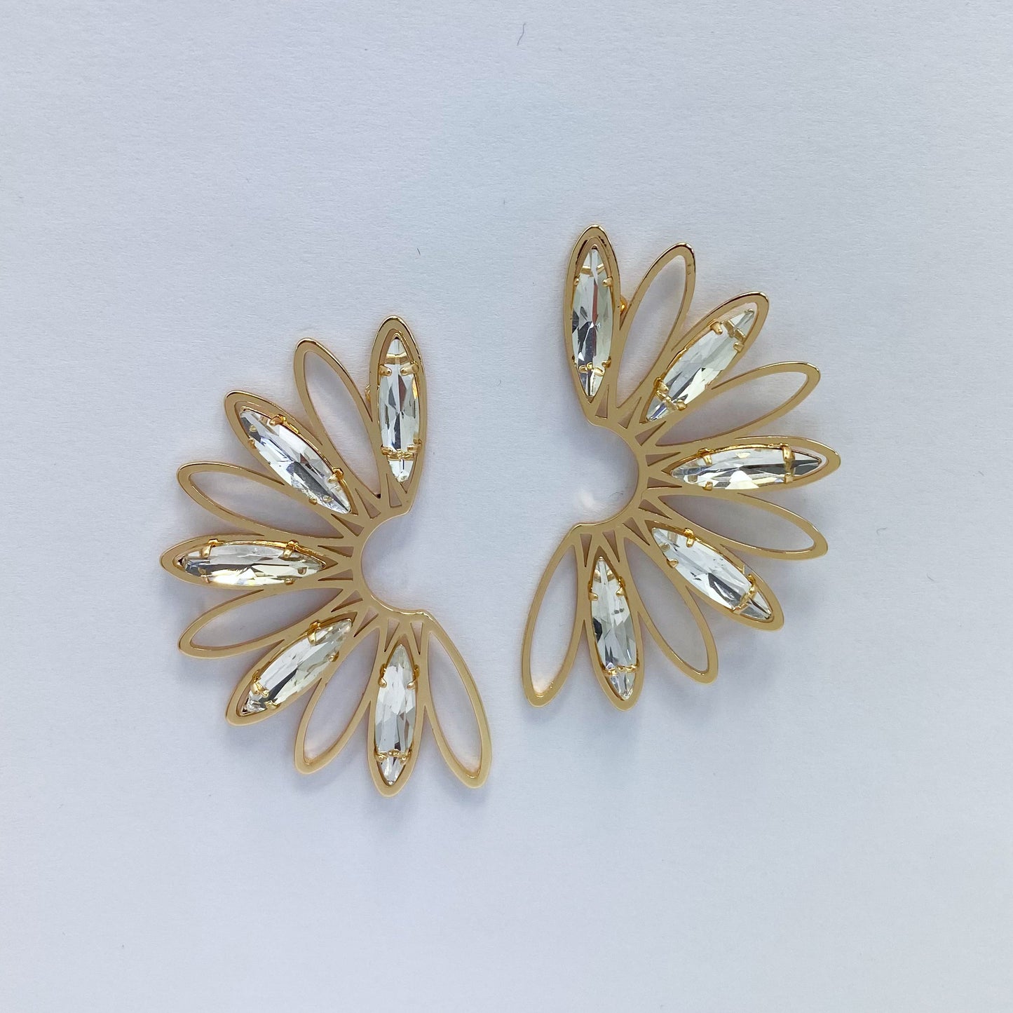 Clear Rhinestones Petals Earrings