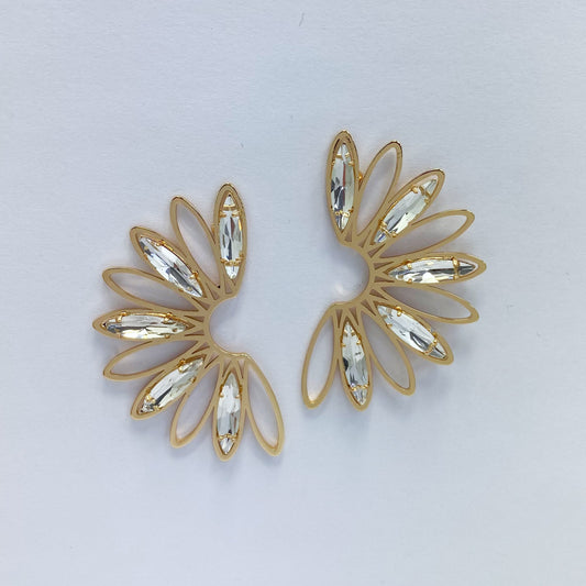 Clear Rhinestones Petals Earrings